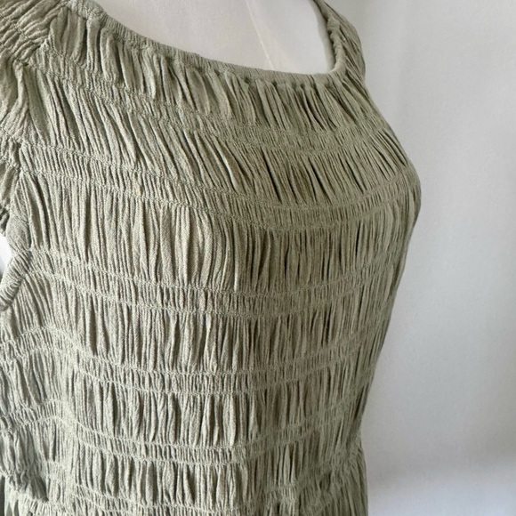 Oak and Fort Sage Green Gauze Dress – Size L – Off Shoulder Vacation Style - Picture 6 of 6